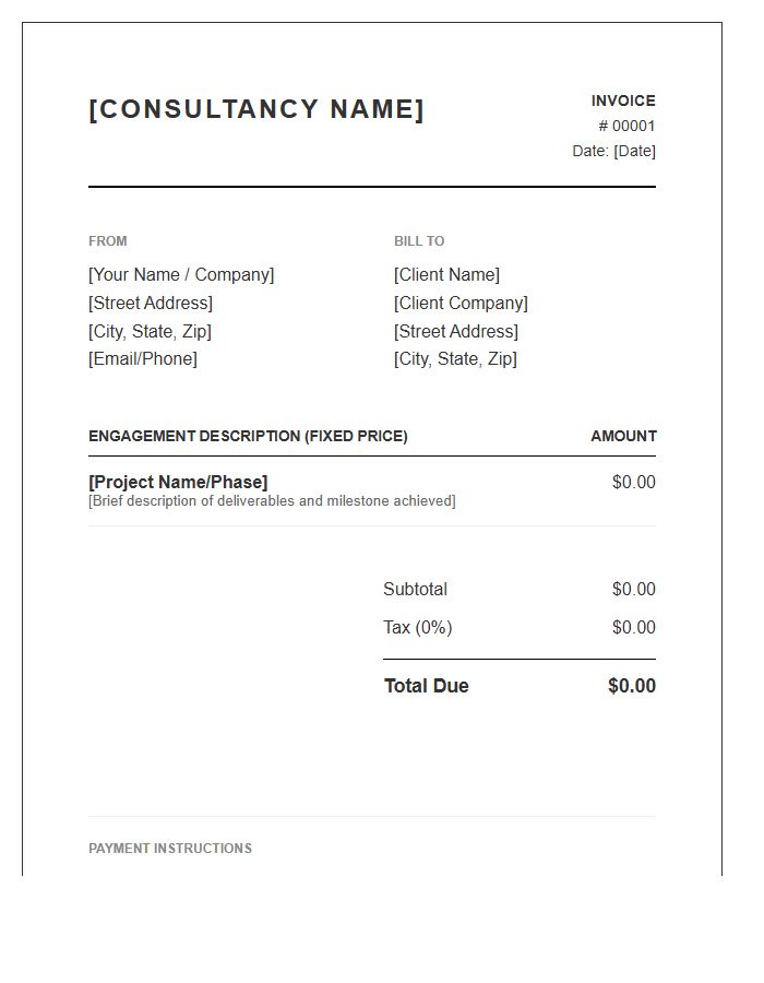 Fixed Price Boutique Consulting Invoice Template
