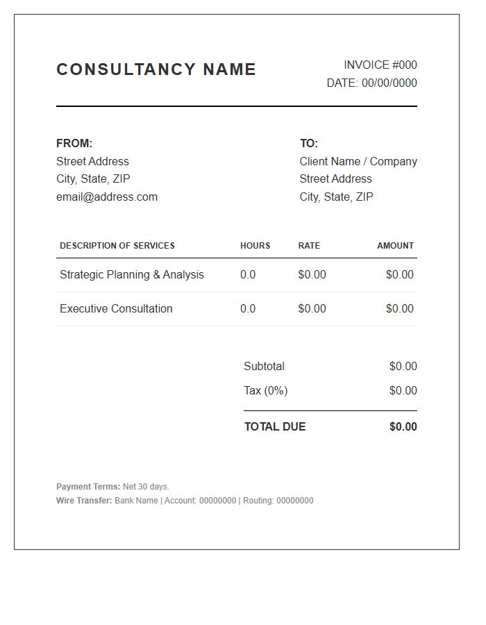 Hourly Rate Boutique Consulting Invoice Template
