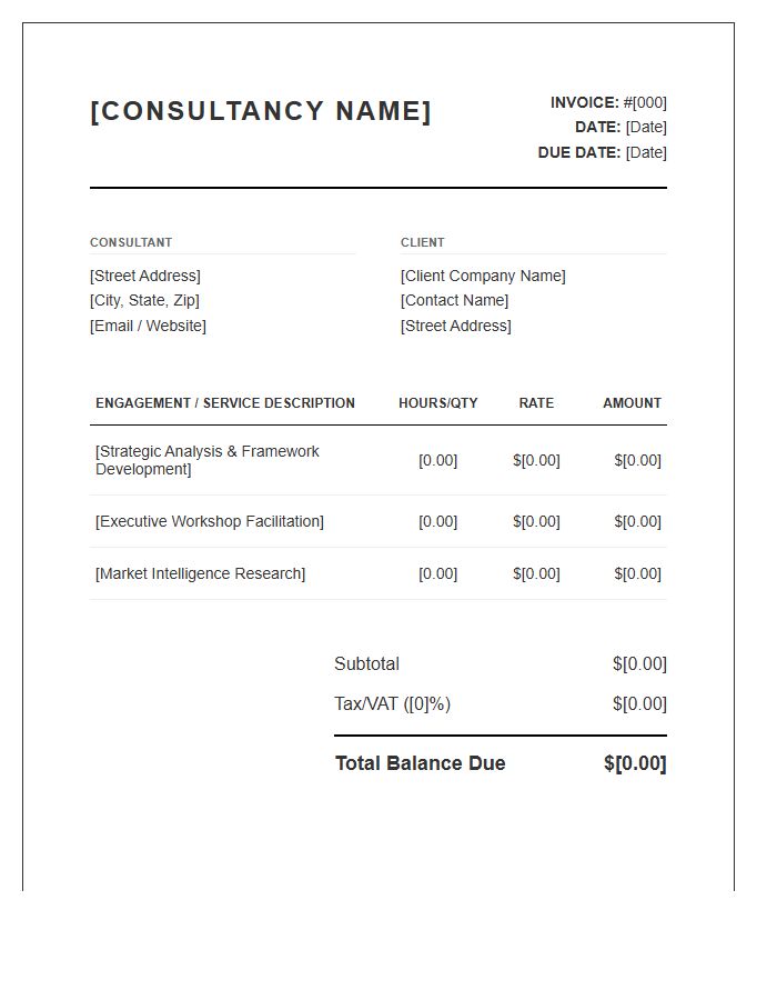Strategy Consulting Boutique Invoice Template