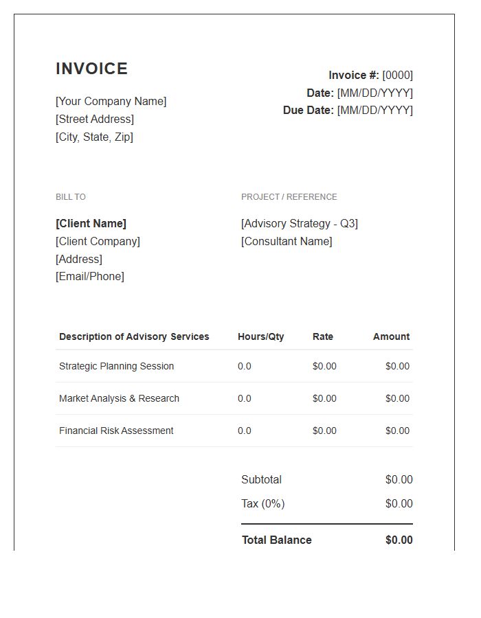 Business Advisory Services Invoice Template