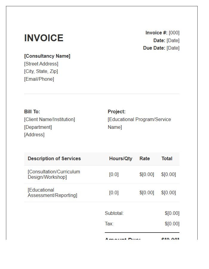 Educational Consulting Service Invoice Template