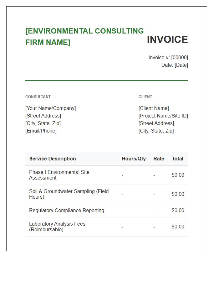 Environmental Consulting Professional Invoice Template