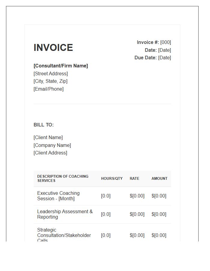 Executive Coaching Consulting Invoice Template