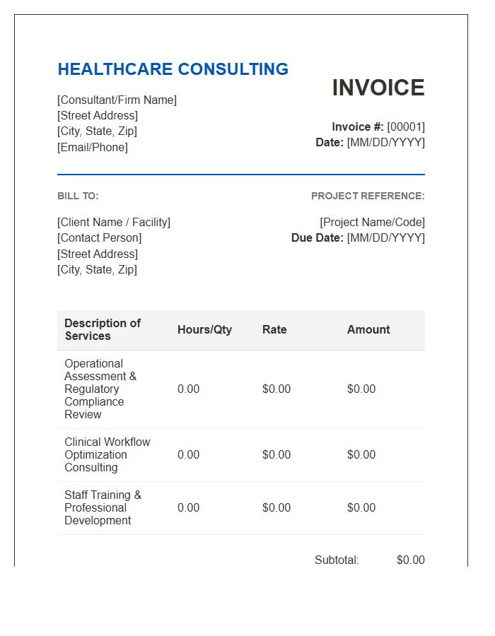 Healthcare Consulting Service Invoice Template
