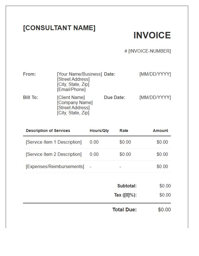 Independent Consultant Professional Invoice Template