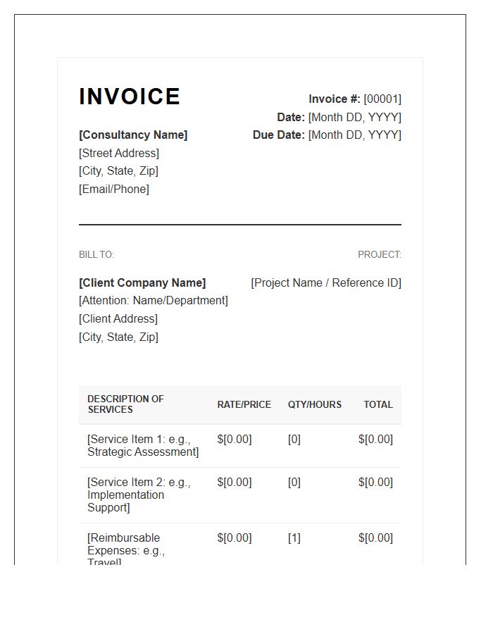 Management Consultant Service Invoice Template