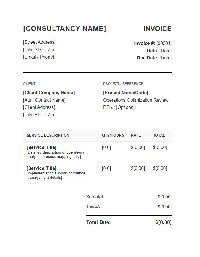 Operations Consulting Professional Invoice Template