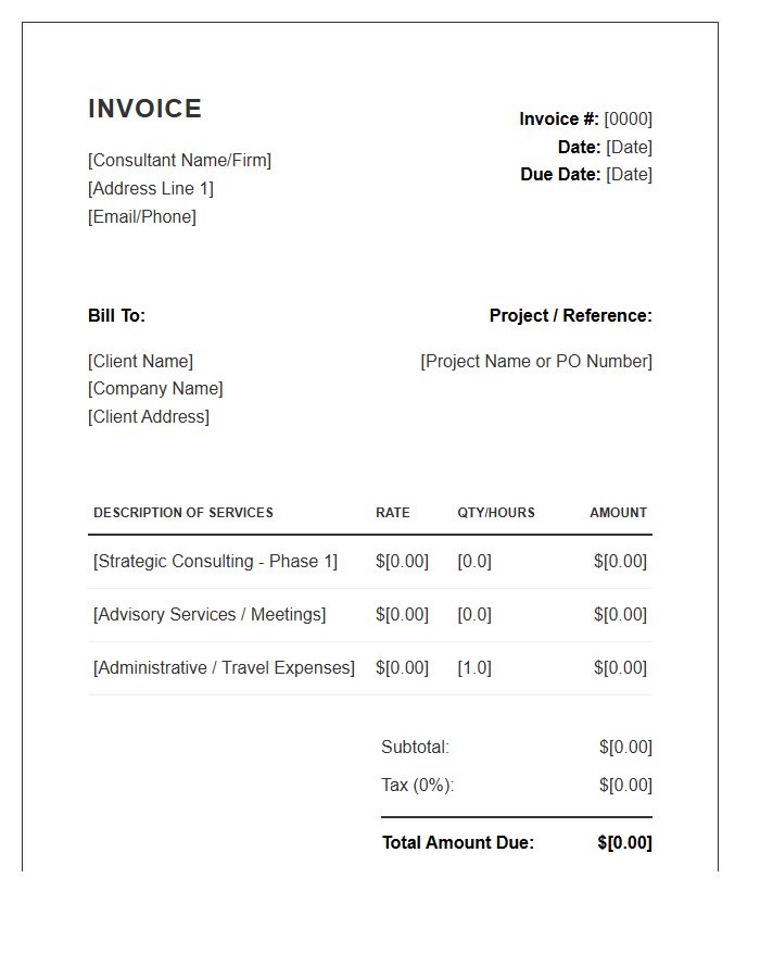 Senior Consultant Professional Invoice Template