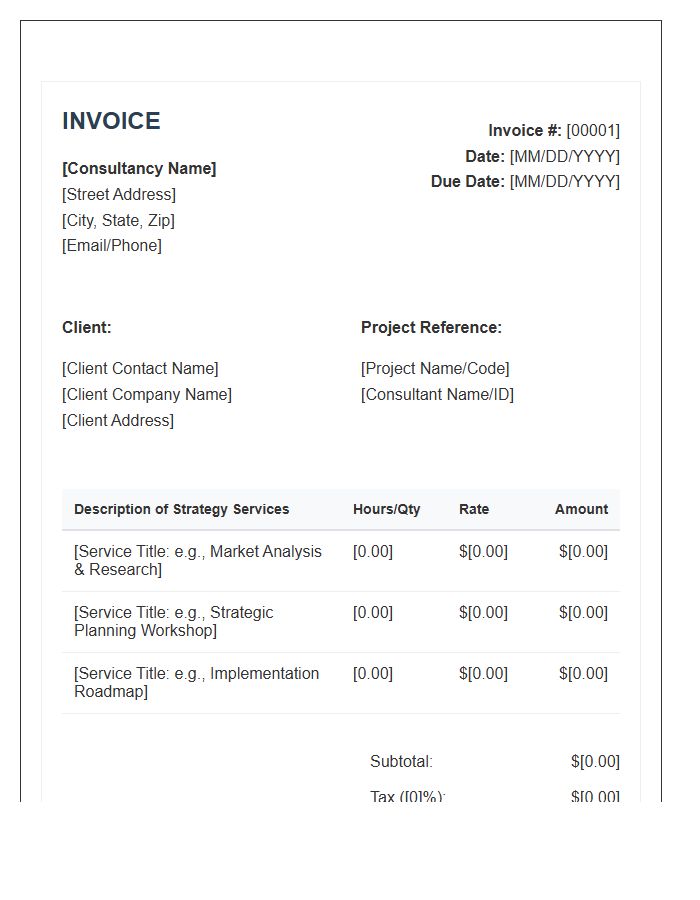 Strategy Consultant Service Invoice Template