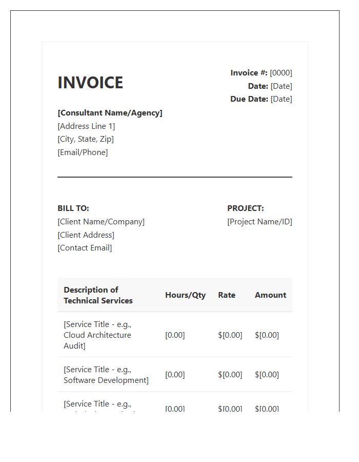 Technical Consulting Service Invoice Template