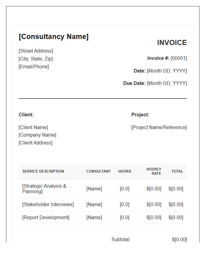 Management Consulting Hourly Rate Invoice Template