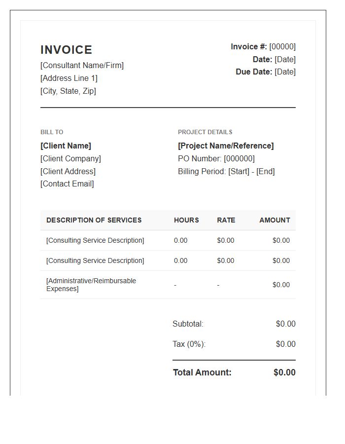 Professional Services Hourly Rate Consulting Invoice Template