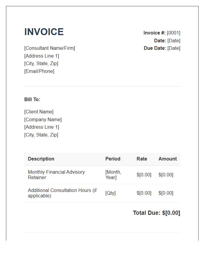Financial Consultant Monthly Retainer Invoice Template