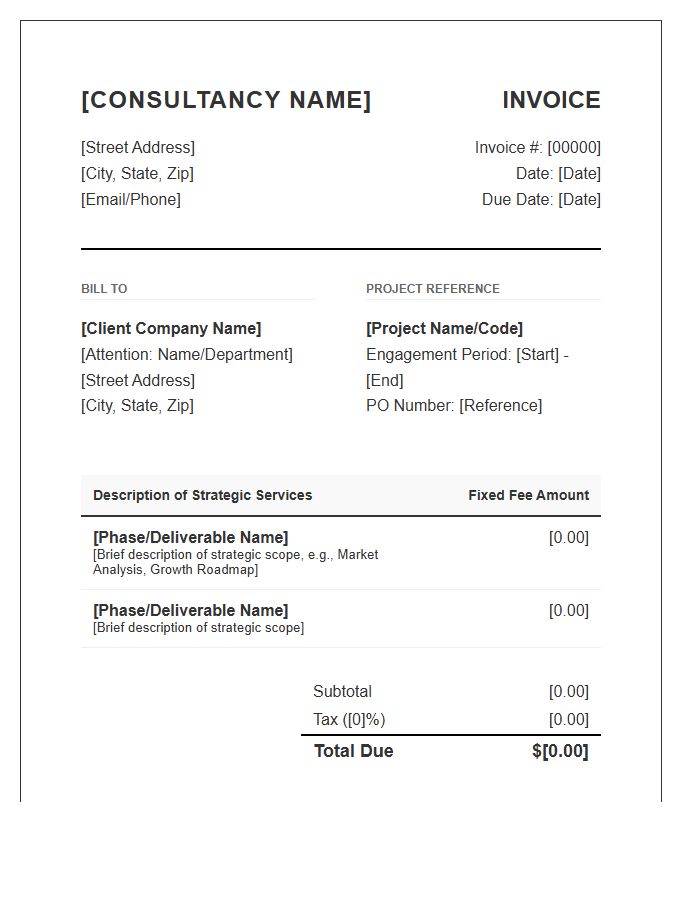 Corporate Strategy Fixed Fee Consulting Invoice Template