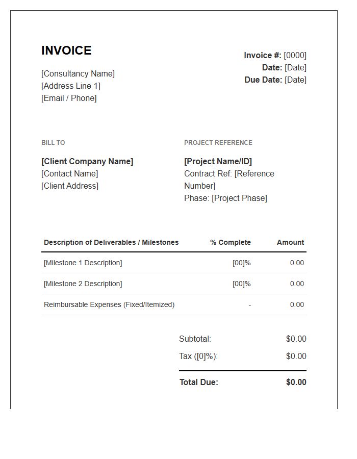 Engineering Consultant Fixed Fee Project Invoice Template