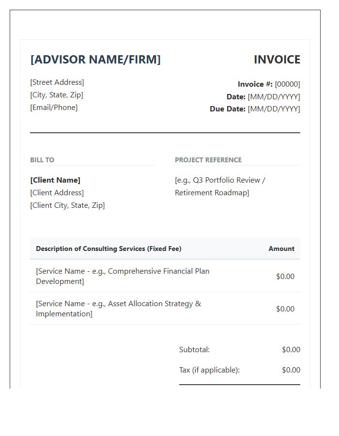 Financial Advisory Fixed Fee Consulting Invoice Template