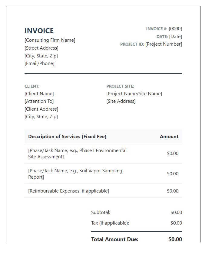 Fixed Fee Environmental Consulting Invoice Template