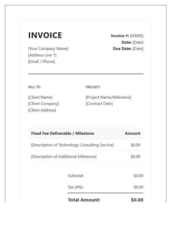 Fixed Fee Technology Consulting Invoice Template