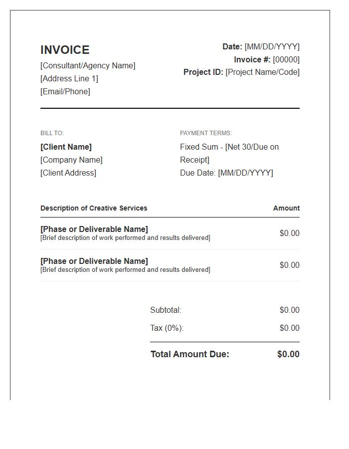 Fixed Sum Creative Consulting Invoice Template