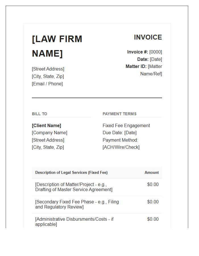 Legal Professional Fixed Fee Consulting Invoice Template