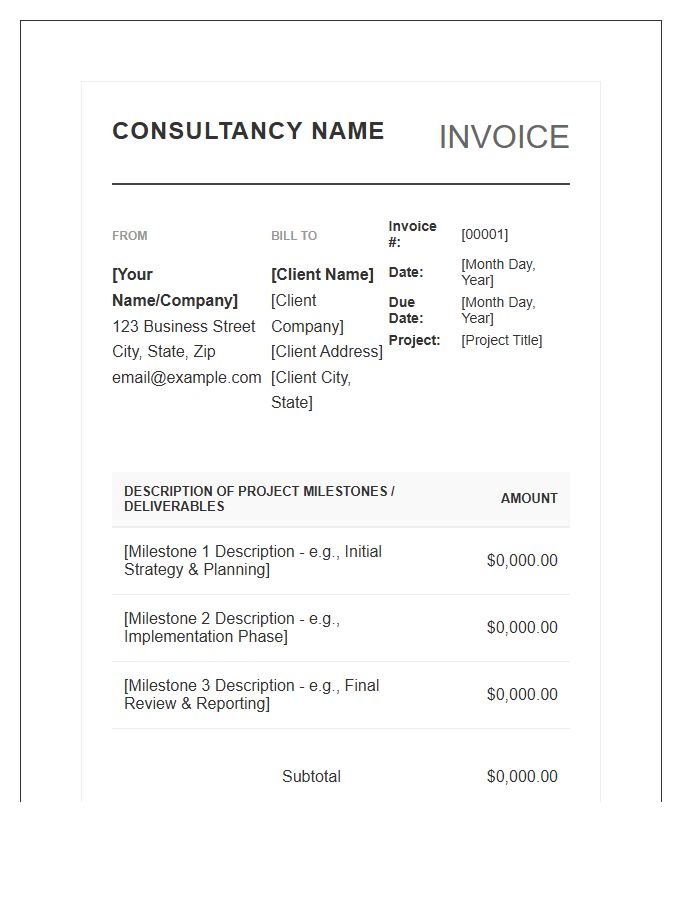 Professional Fixed Fee Consulting Invoice Template