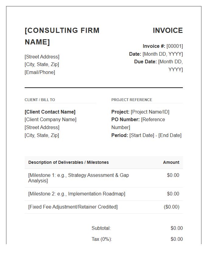Standard Fixed Fee Management Consulting Invoice Template