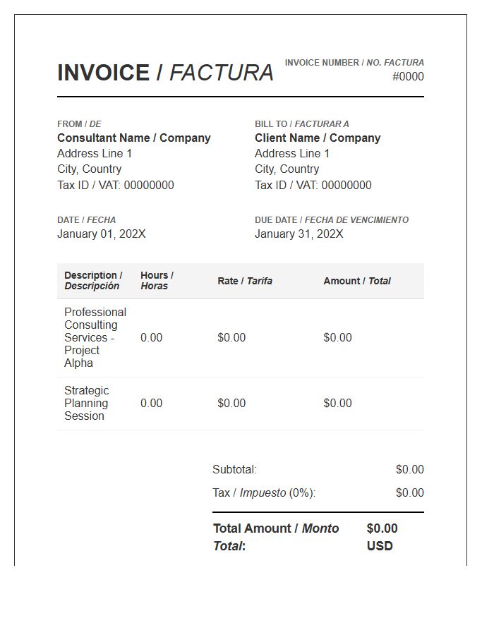 Bilingual Global Consulting Invoice Template