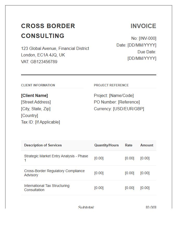 Cross Border Management Consulting Invoice Template