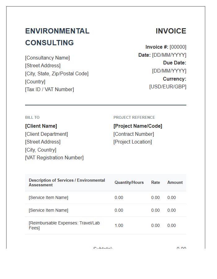 International Environmental Consulting Invoice Template