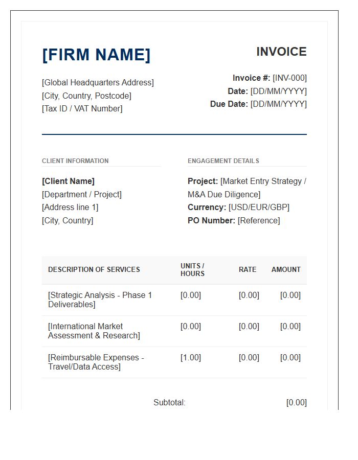 International Strategy Consulting Invoice Template