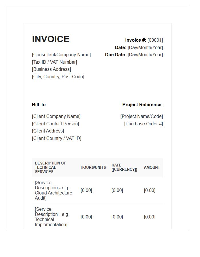 International Technical Consulting Invoice Template