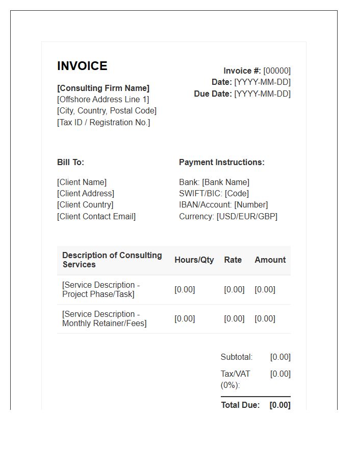 Offshore Consulting Fees Invoice Template