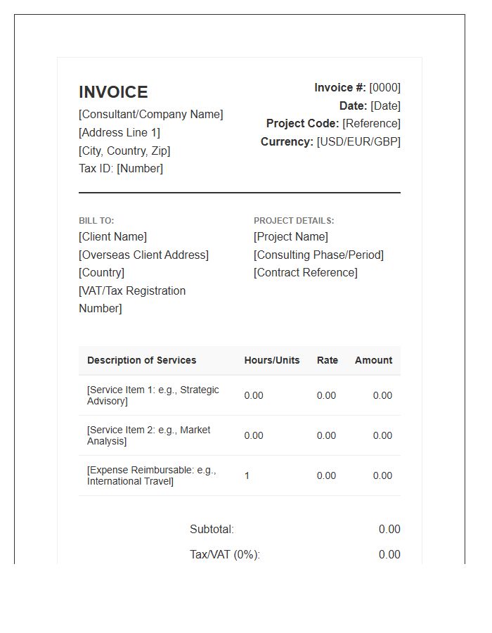Overseas Project Consulting Invoice Template