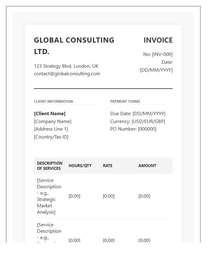Professional Global Consulting Invoice Template