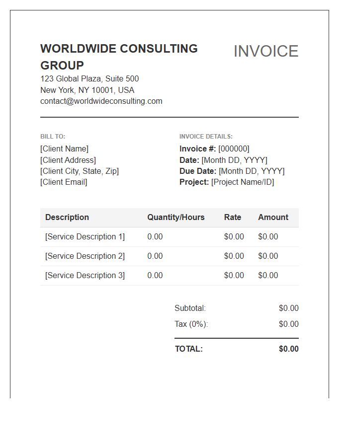 Worldwide Consulting Group Invoice Template