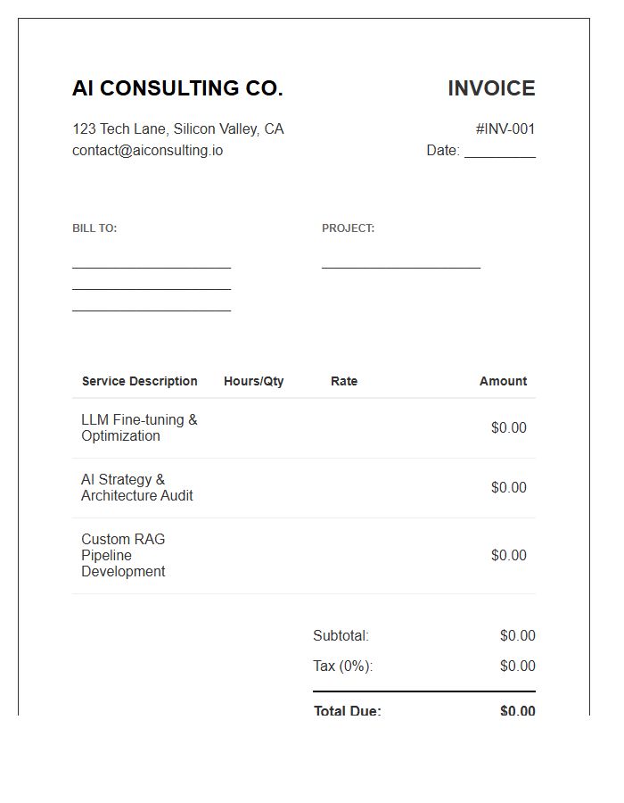 Artificial Intelligence Consulting Invoice Template