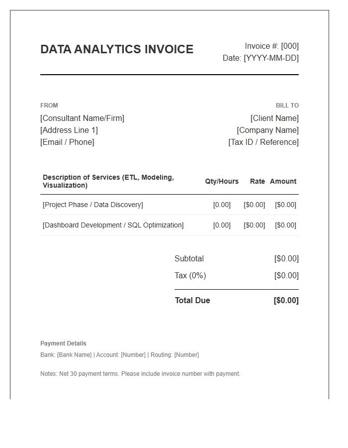 Data Analytics Professional Invoice Template