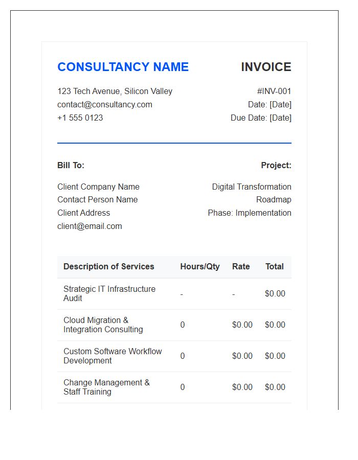 Digital Transformation Consulting Invoice Template