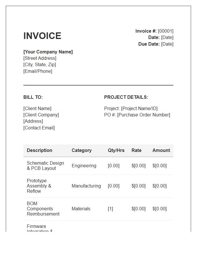 Hardware Engineering Services Invoice Template