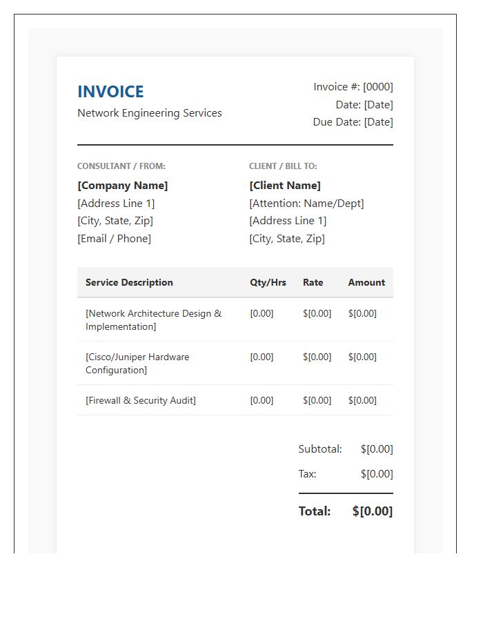 Network Engineering Consulting Invoice Template