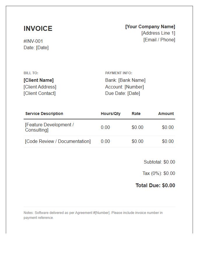 Software Engineering Services Invoice Template
