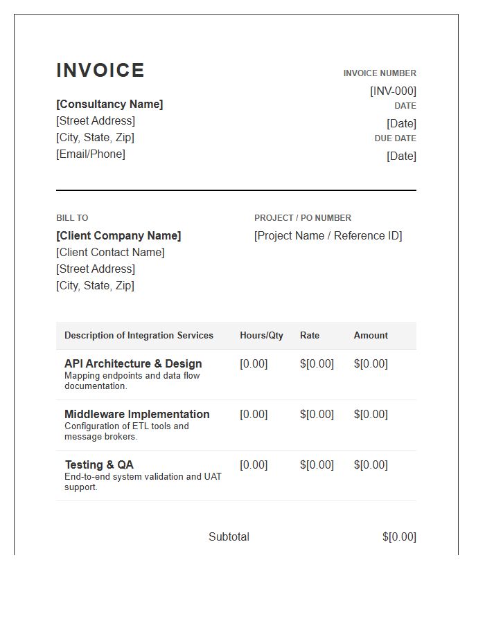 Systems Integration Consulting Invoice Template