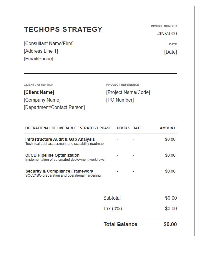 Technical Operations Strategy Invoice Template