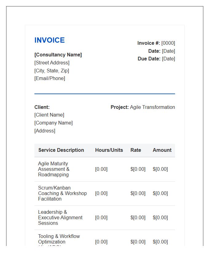 Agile Transformation Consulting Invoice Template
