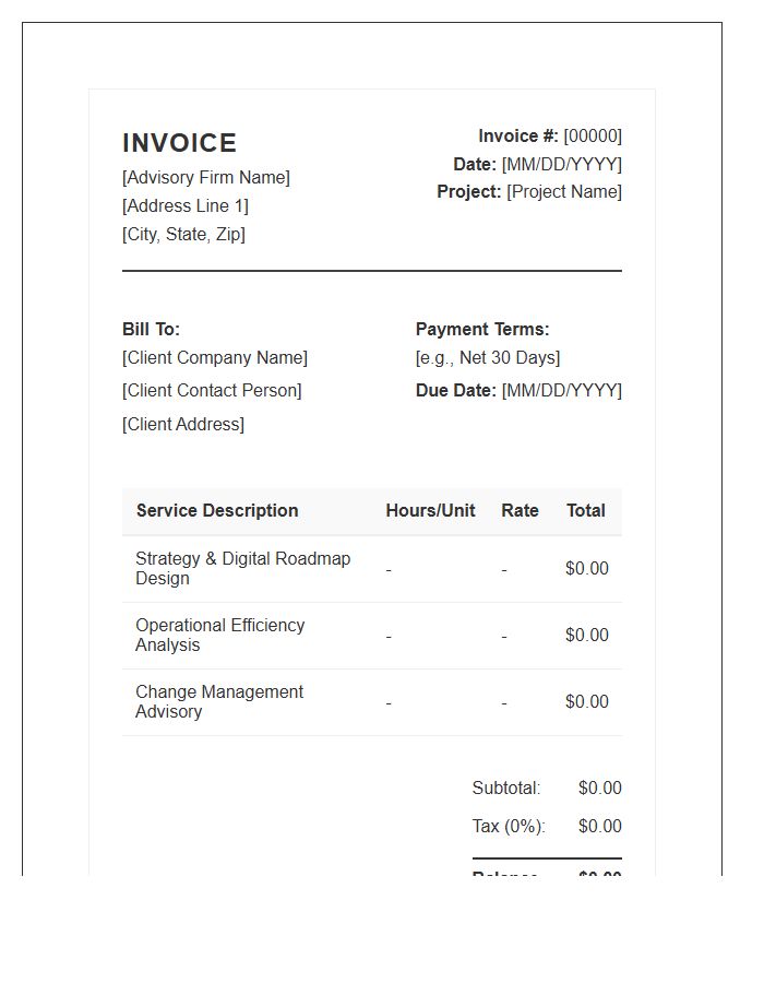 Business Transformation Advisory Invoice Template