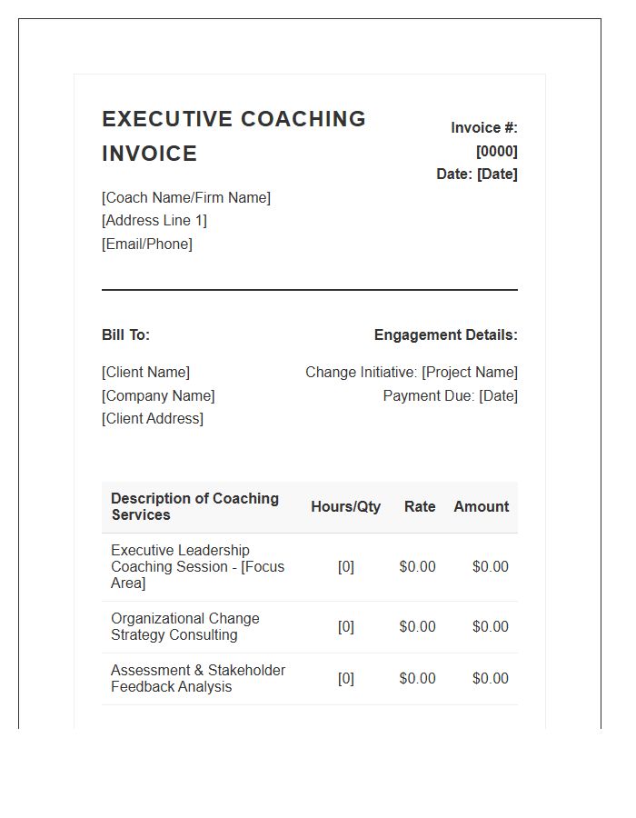 Executive Coaching Change Invoice Template