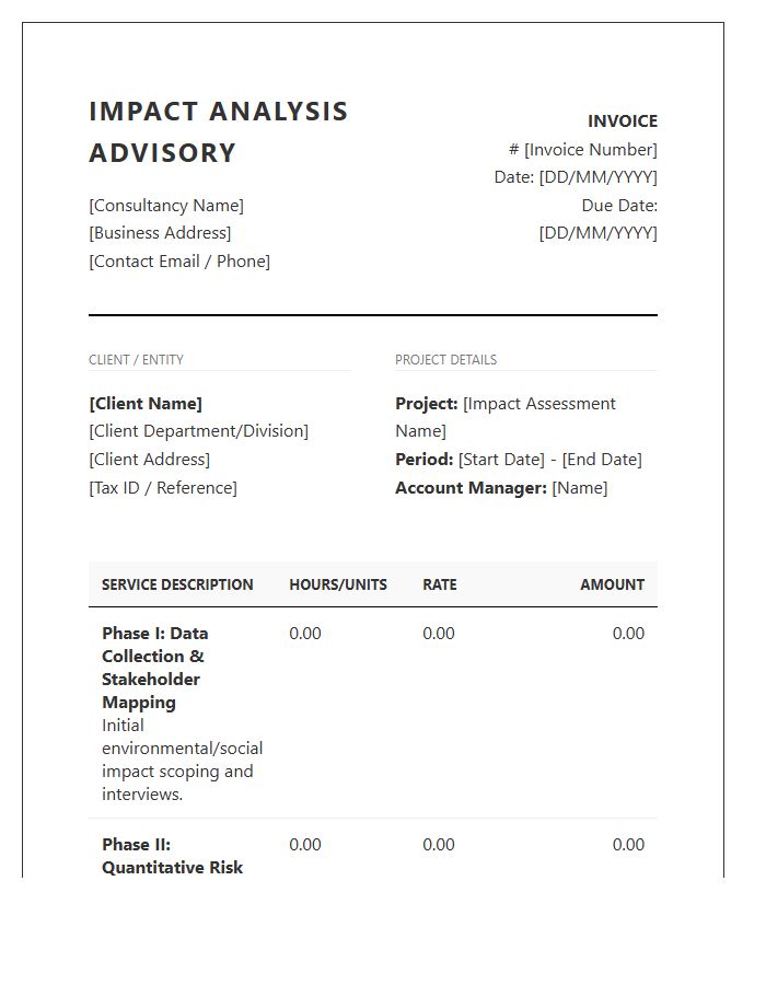 Impact Analysis Advisory Invoice Template