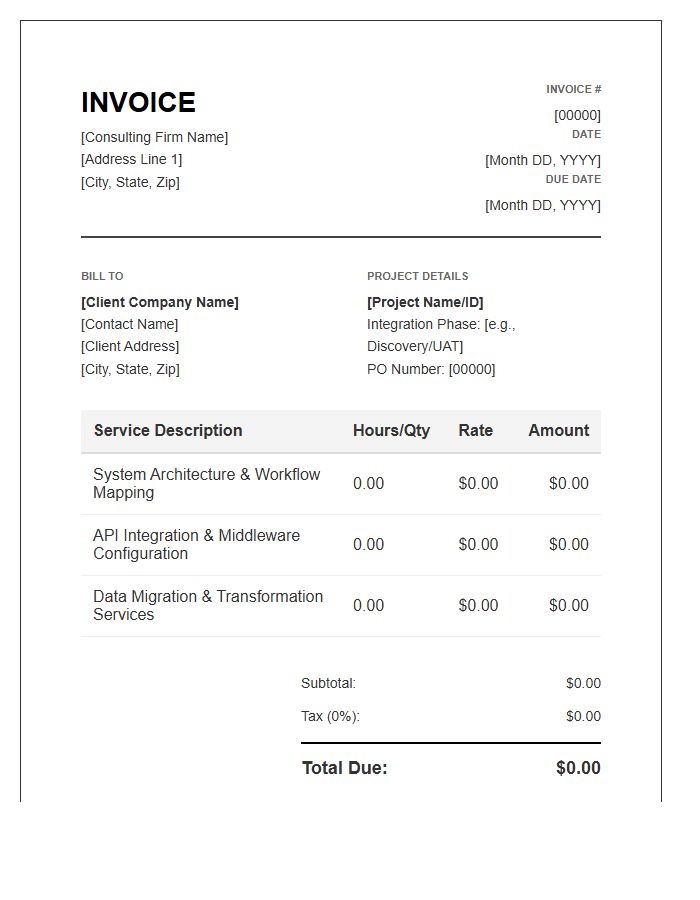 Process Integration Consulting Invoice Template
