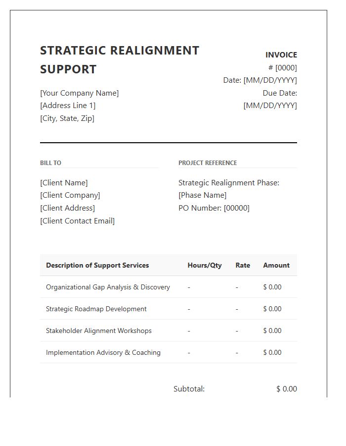 Strategic Realignment Support Invoice Template