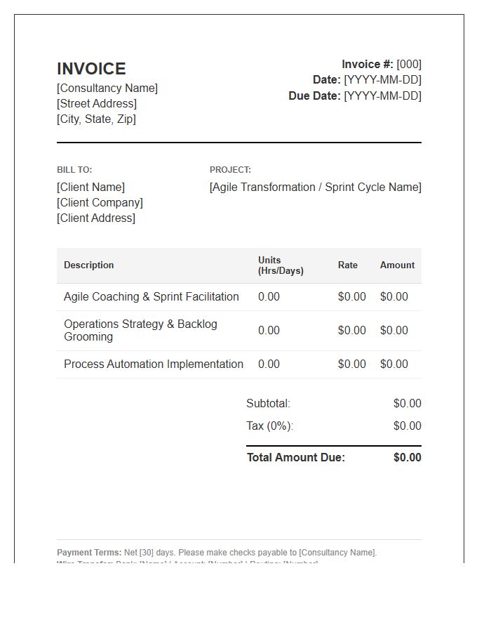 Agile Operations Consulting Invoice Template